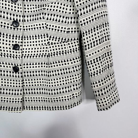 Banana Republic Womens 6 Black Ivory Heritage Safari Textured Blazer Jacket - Picture 4 of 9